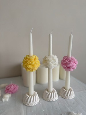 DF Studio Co Renkli Şakayık Çiçekli Şamdan Mum – El Yapımı Dekoratif Set