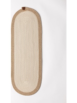 Madame Coco Krem/Natürel Pamuklu Masa Runner Oval Şekil 35 x 100 cm Şık ve Pratik Kullanım