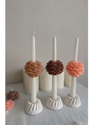DF Studio Co Renkli Şakayık Çiçekli Şamdan Mum – El Yapımı Dekoratif Set