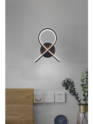 Avize Store Loop LED Duvar Apliği 3 Renk-Modern Siyah Loop Tasarım Dekoratif Aydınlatma