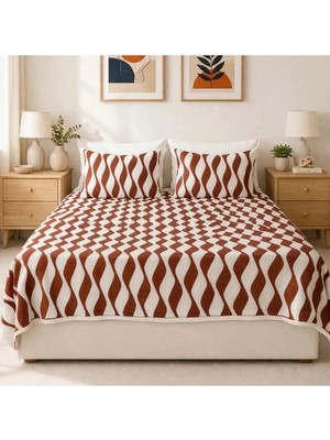 Luna Bueno Fransea Siena Çift Kişilik Yatak Örtüsü 3 Parça - Kiremit