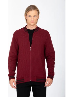Dynamo Erkek Bordo Kolej Yakalı  Pamuklu Hırka Sweatshirt 6796