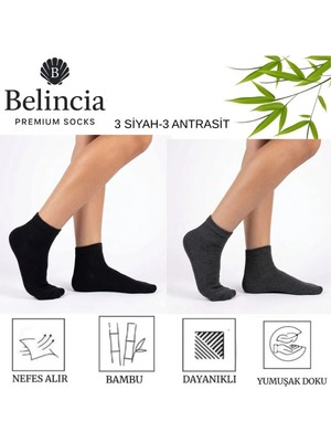 Bambu 6'lı Paket Erkek Yarım Konç Çorap/dikişsiz Koku Yapmaz