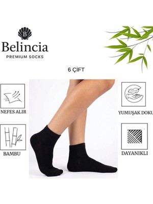 Bambu 6'lı Paket Erkek Yarım Konç Çorap/dikişsiz Koku Yapmaz