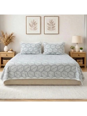 Luna Bueno Fransea Elia Çift Kişilik Yatak Örtüsü 3 Parça Gri