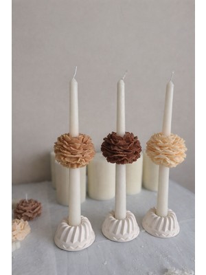 DF Studio Co Renkli Şakayık Çiçekli Şamdan Mum – El Yapımı Dekoratif Set