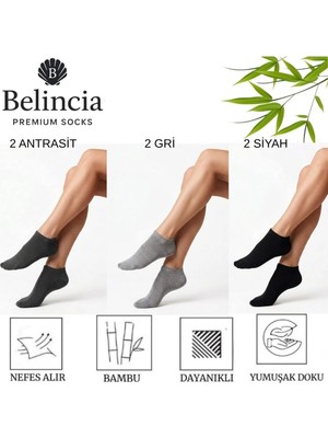 Belincia Bambu 6'lı Paket Kadın Patik Çorap/dikişsiz/koku Karşıtı