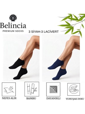 Belincia Bambu 6'lı Paket Kadın Patik Çorap/dikişsiz/koku Karşıtı