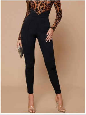 Meğdaix Kadın Siyah Krep Kumaş Pantolon