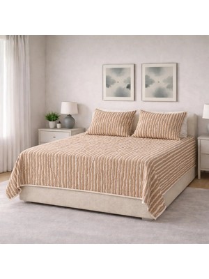 Luna Bueno Fransea Luna Çift Kişilik Yatak Örtüsü 3 Parça - Kapiçino