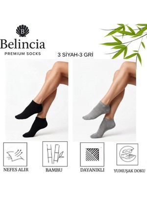 Belincia Bambu 6'lı Paket Kadın Patik Çorap/dikişsiz/koku Karşıtı
