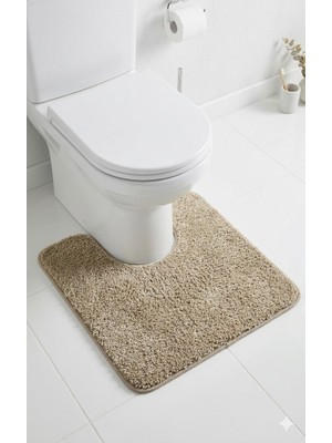 Eurobano Shaggy Oyuk Yaka Klozet Uyumlu 60X 50 cm Oyuk Kaymaz Taban Yıkanabilir Banyo Paspası