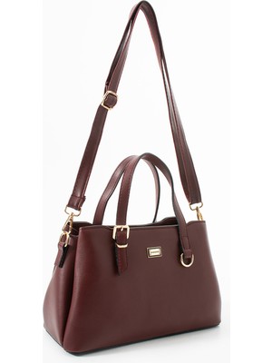 Sanmorris Kadın Suni Deri Gold Tokalı El ve Omuz Çantası 1445