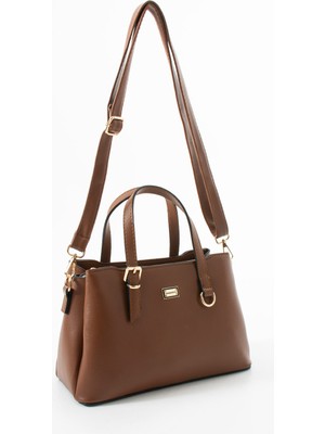 Sanmorris Kadın Suni Deri Gold Tokalı El ve Omuz Çantası 1445