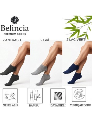 Belincia Bambu 6'lı Paket Kadın Patik Çorap/dikişsiz/koku Karşıtı