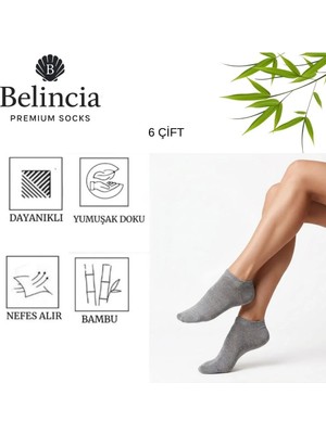 Belincia Bambu 6'lı Paket Kadın Patik Çorap/dikişsiz/koku Karşıtı