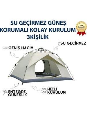 Hızlı Store AC6634 Otomatik Kamp Çadırı 200x150x120 cm Çift Katmanlı 3 Saniyede Kurulum Su Geçirmez 3 Kişilik