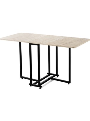 Zerenland Katlanır Metal Ayaklı Masa 33 Traverten Renk