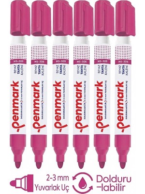 Artlantis Pembe Yazı Tahta Kalemi 6 Adet Doldurulabilir Tahta Kalemi Okul Sınıf Öğretmen Beyaz Yazı Tahtası Kalemi Canlı Renk