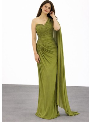 Centilmen For Costume Kol Detaylı Yarım Straplez Abiye Elbise 0799