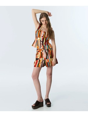 Twist Boncuklu Görsel Baskılı Şort TS1260013014054