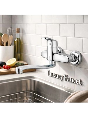 Elmina Armatür Duvardan Alttan Borulu Sıcak Soğuk Çift Su Borulu Mutfak Bataryası Alttan Aplik Batarya