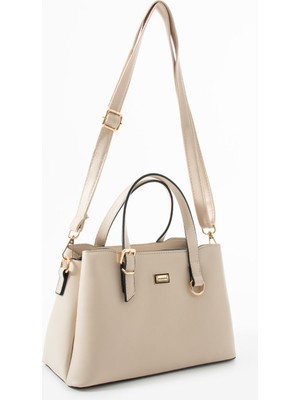 Sanmorris Kadın Suni Deri Gold Tokalı El ve Omuz Çantası 1445