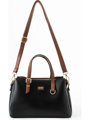 Sanmorris Kadın Suni Deri Gold Tokalı El ve Omuz Çantası 1445