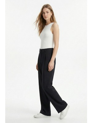 Rays Siyah Pileli Palazzo Pantolon 3871