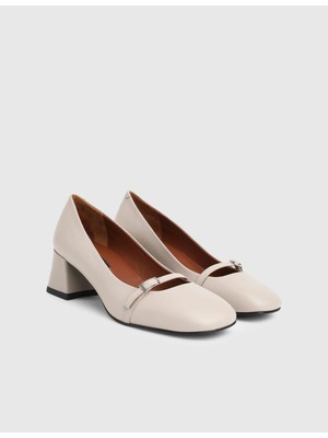 İLVİ Gray Hakiki Deri Vizon Kadın Topuklu Ayakkabı