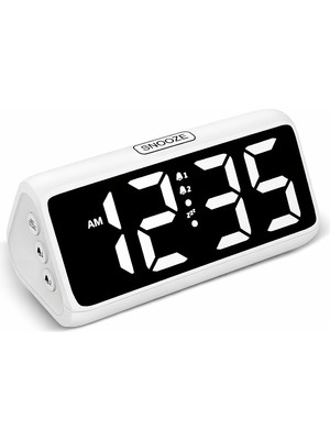 Yatak Odaları Için Dijital Alarm Saati, Yüksek Sesli Alarm, Kalın Rakamlar, 5 Kademeli Parlaklık Ayarı, 4 Ses Seviyesi, Erteleme Fonksiyonu,prize Takılabilir