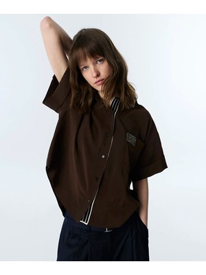 Twist Slogan Boncuklu Patch'li Gömlek TS1260025368074