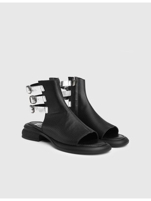 İLVİ Elvra Hakiki Deri Siyah Kadın Sandalet