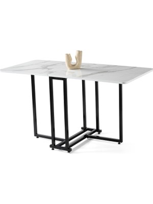 Zerenland Katlanır Metal Ayaklı Masa 33 Beyaz Mermer Renk