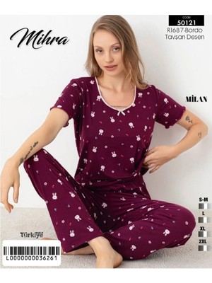 Mihra Milan Ayıcıklı Mor Pijama Takımı – Kısa Kollu Bisiklet Yaka