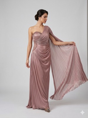 Centilmen For Costume Kol Detaylı Yarım Straplez Abiye Elbise 0799
