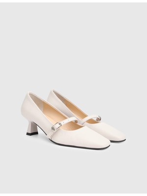 İLVİ Karyn Hakiki Floter Deri Krem Kadın Topuklu Ayakkabı