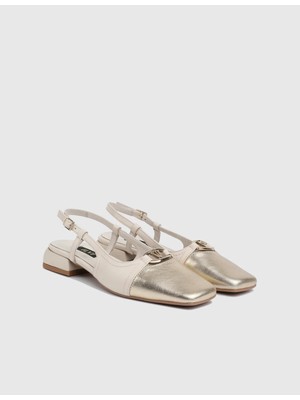 İLVİ Fion Hakiki Deri Kadın Altın Renk Topuklu Sandalet