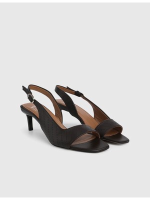 İLVİ Viora Hakiki Deri Kahverengi Kadın Topuklu Sandalet