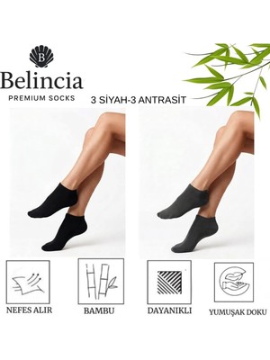 Belincia Bambu 6'lı Paket Kadın Patik Çorap/dikişsiz/koku Karşıtı