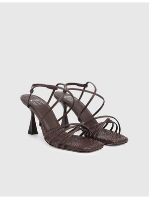 İLVİ Hotaru Hakiki Deri Kahverengi Kadın Topuklu Sandalet