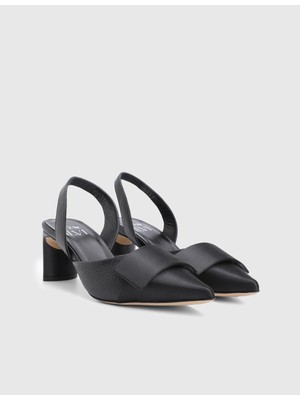 İLVİ Cenobia Hakiki Deri Siyah Kadın Topuklu Sandalet