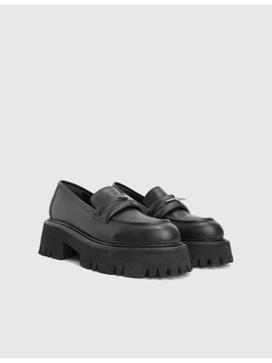 İLVİ Inora Hakiki Deri Siyah Kadın Loafer