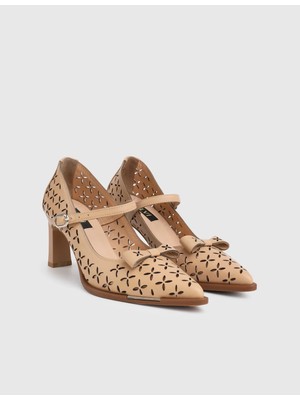 İLVİ Hague Hakiki Deri Vizon Kadın Topuklu Ayakkabı