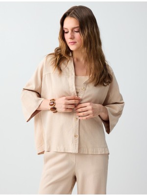 Jimmy Key Taş Rahat Kesim Truvakar Kol Dokuma Gömlek