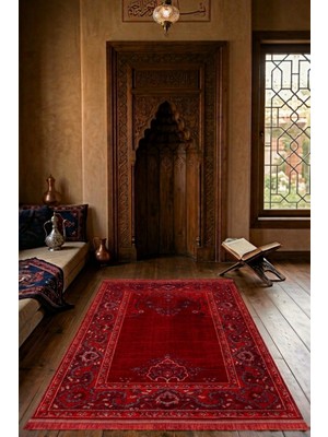 GÜLCEM HOME Efsuni, Geleneksel Etnik Desenli Kalın Halı Seccade