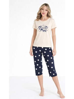 Royam Çağrı Kadın %100 Pamuk Milan Kısa Kollu Kapri Pijama Takımı