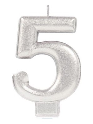 Ett 5 Rakamı Mum Gümüş Renk