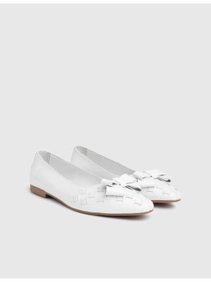 İLVİ Vireya Hakiki Deri Beyaz Kadın Babet