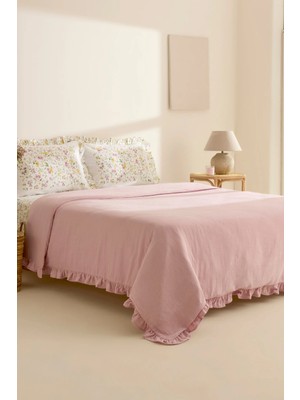 Karaca Home Dorian %100 Pamuk Fırfırlı Muslin Tek Kişilik Nevresim Takımı Pudra